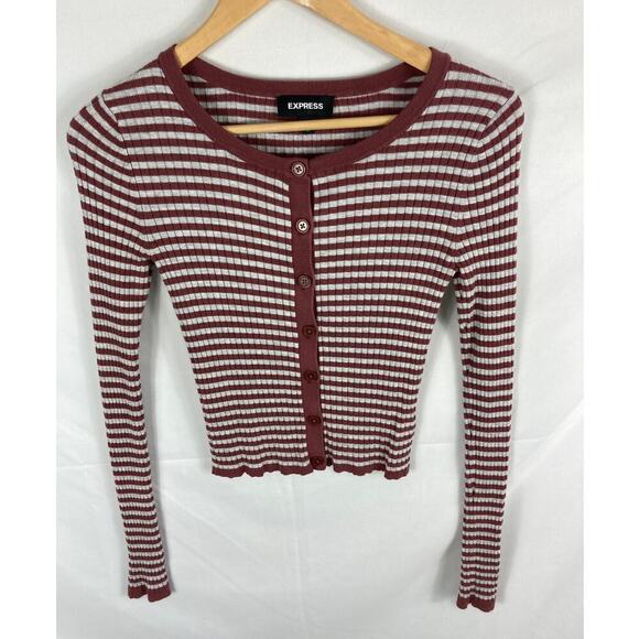 Express Striped Button Front Cropped Top Size XS - Picture 1 of 4